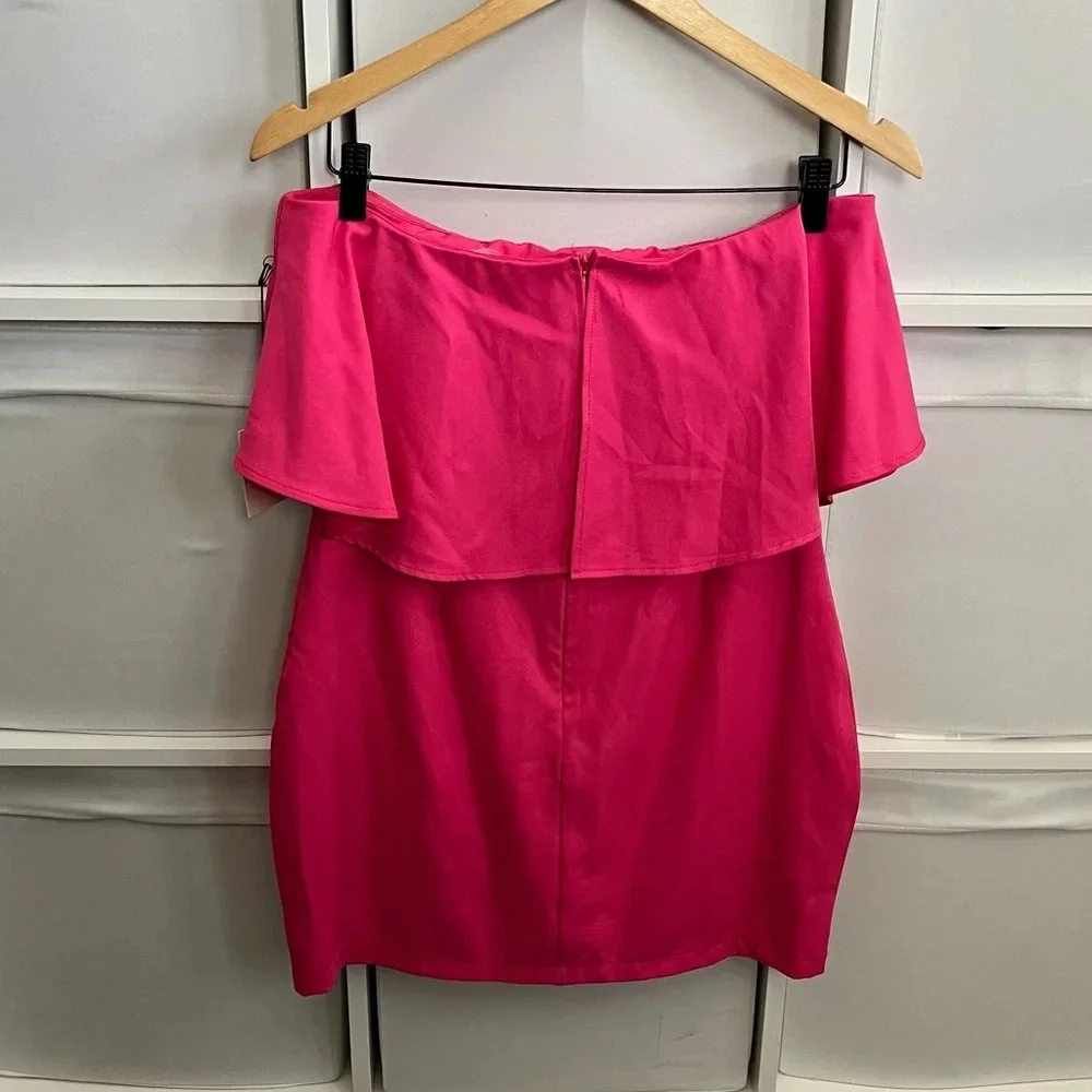 Revolve Superdown Catalina Ruffle Tube Mini Dress Hot Pink - Picture 6 of 6